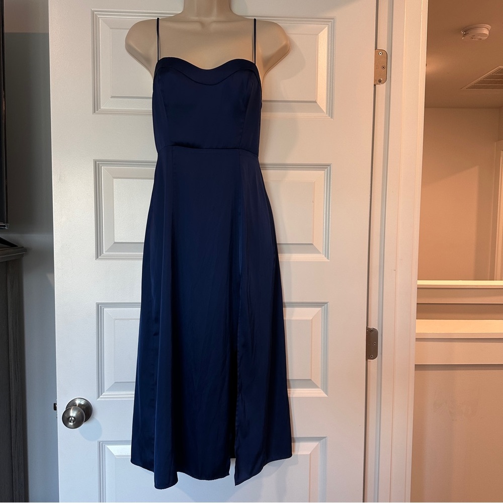The A&F Camille Midi Dress Strapless Navy Dress XSP